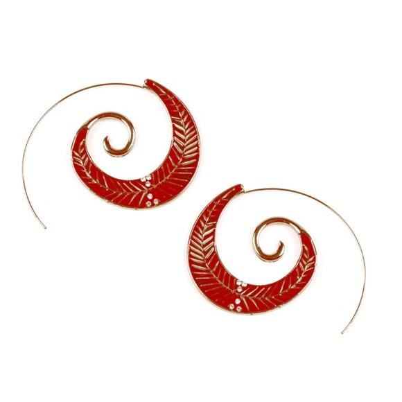 Amrita Singh Saira Threader Hoops, Ruby and Gold - Picture 1 of 6